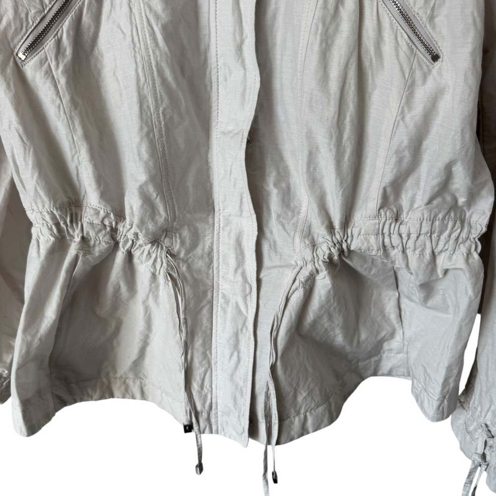 Cole Haan Nylon Jacket Draw String Front Zip High Neck Off White Women's Large - Picture 8 of 13
